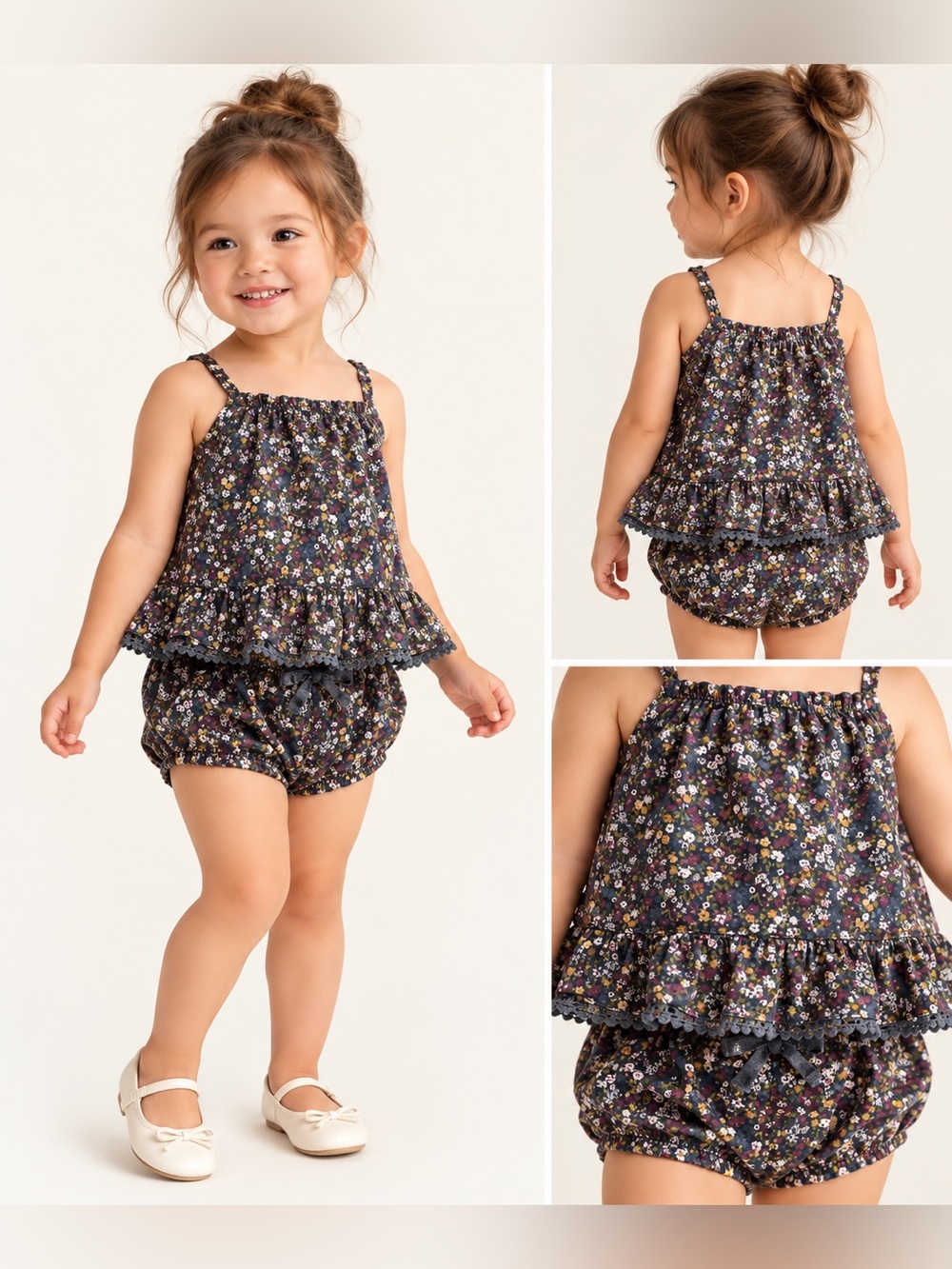 Jamie Kay Navy Floral Ruffle Tank & Diaper Cover